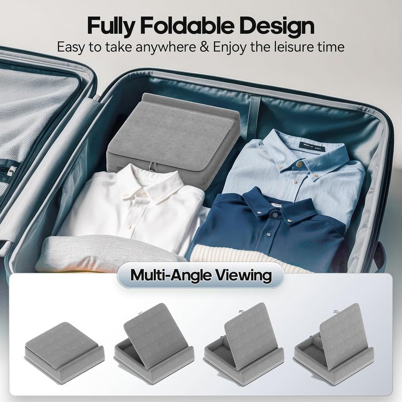 KDD حامل وسادة لوحي مع تخزين، حامل آيباد قابل للطي للسرير، الحضن والمكتب، قاعدة لينة قابلة للتعديل بزاوية مع حامل قلم متوافق مع آيباد برو 12.9، 10.5، 11، آير، ميني، الهواتف، الكتب - Image 5